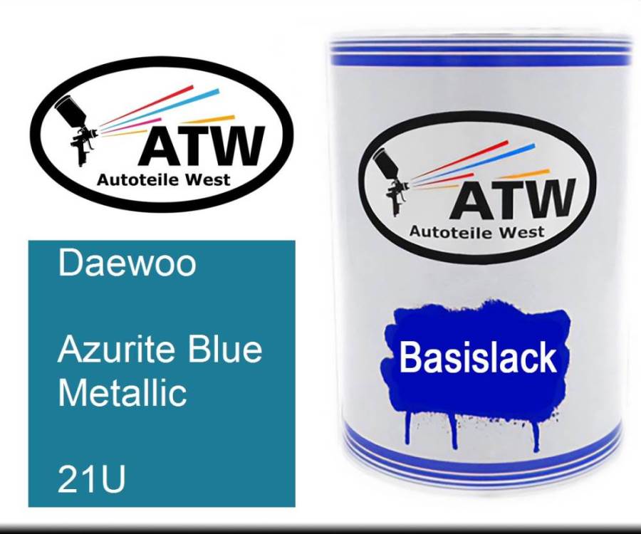 Daewoo, Azurite Blue Metallic, 21U: 500ml Lackdose, von ATW Autoteile West.